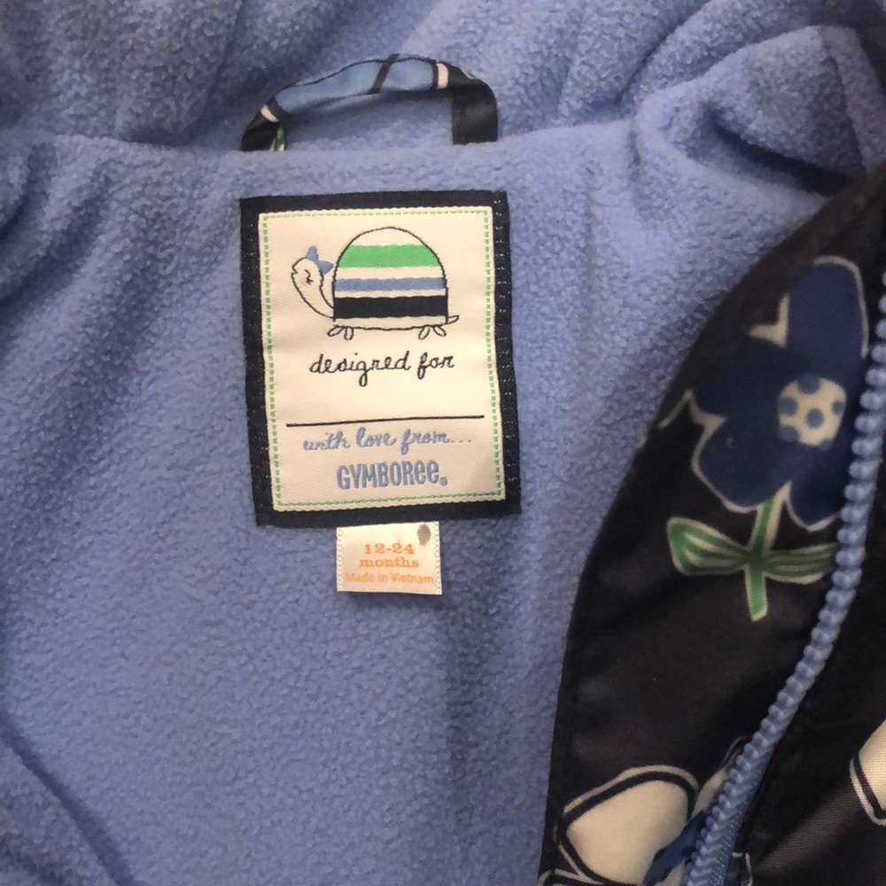 Gymboree Girls Blue Floral Raincoat 12-24 months. - Picture 2 of 4